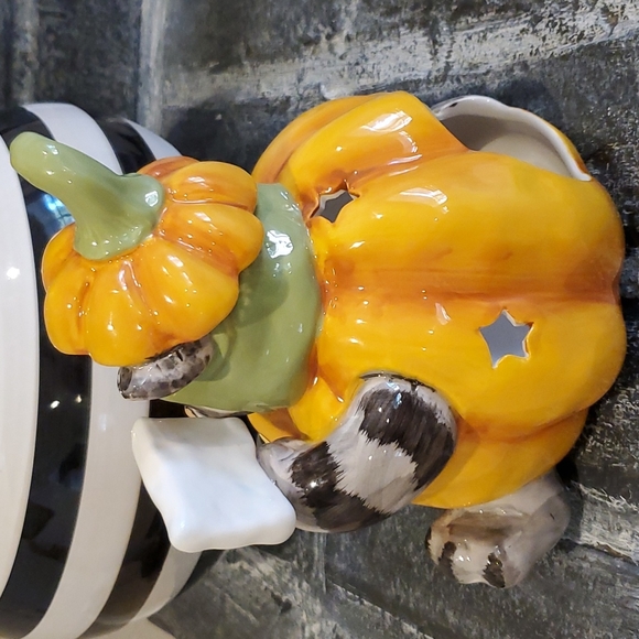 Blue Sky Clayworks Halloween Pumpkin Cat "kitty pops" tea light holder luminary - Picture 6 of 7